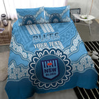 Custom NSW Blues Rugby Bedding Set Aussie Aboriginal Mix Polynesian Pattern