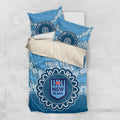 Custom NSW Blues Rugby Bedding Set Aussie Aboriginal Mix Polynesian Pattern