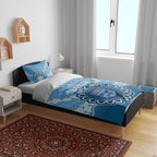 Custom NSW Blues Rugby Bedding Set Aussie Aboriginal Mix Polynesian Pattern