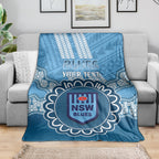 Custom NSW Blues Rugby Blanket Aussie Aboriginal Mix Polynesian Pattern