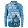 Custom NSW Blues Rugby Button Sweatshirt Aussie Aboriginal Mix Polynesian Pattern