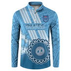 Custom NSW Blues Rugby Button Sweatshirt Aussie Aboriginal Mix Polynesian Pattern