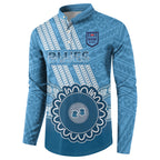 Custom NSW Blues Rugby Button Sweatshirt Aussie Aboriginal Mix Polynesian Pattern