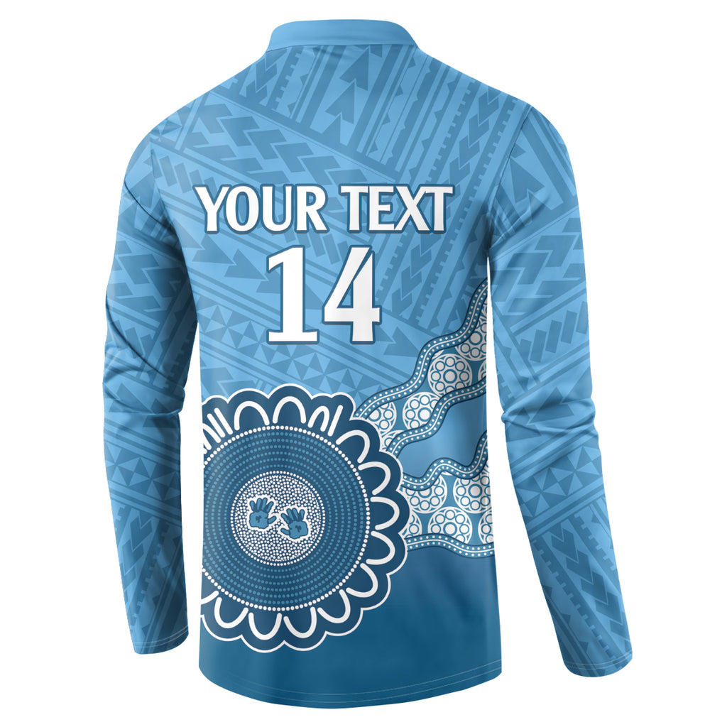 Custom NSW Blues Rugby Button Sweatshirt Aussie Aboriginal Mix Polynesian Pattern