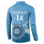 Custom NSW Blues Rugby Button Sweatshirt Aussie Aboriginal Mix Polynesian Pattern
