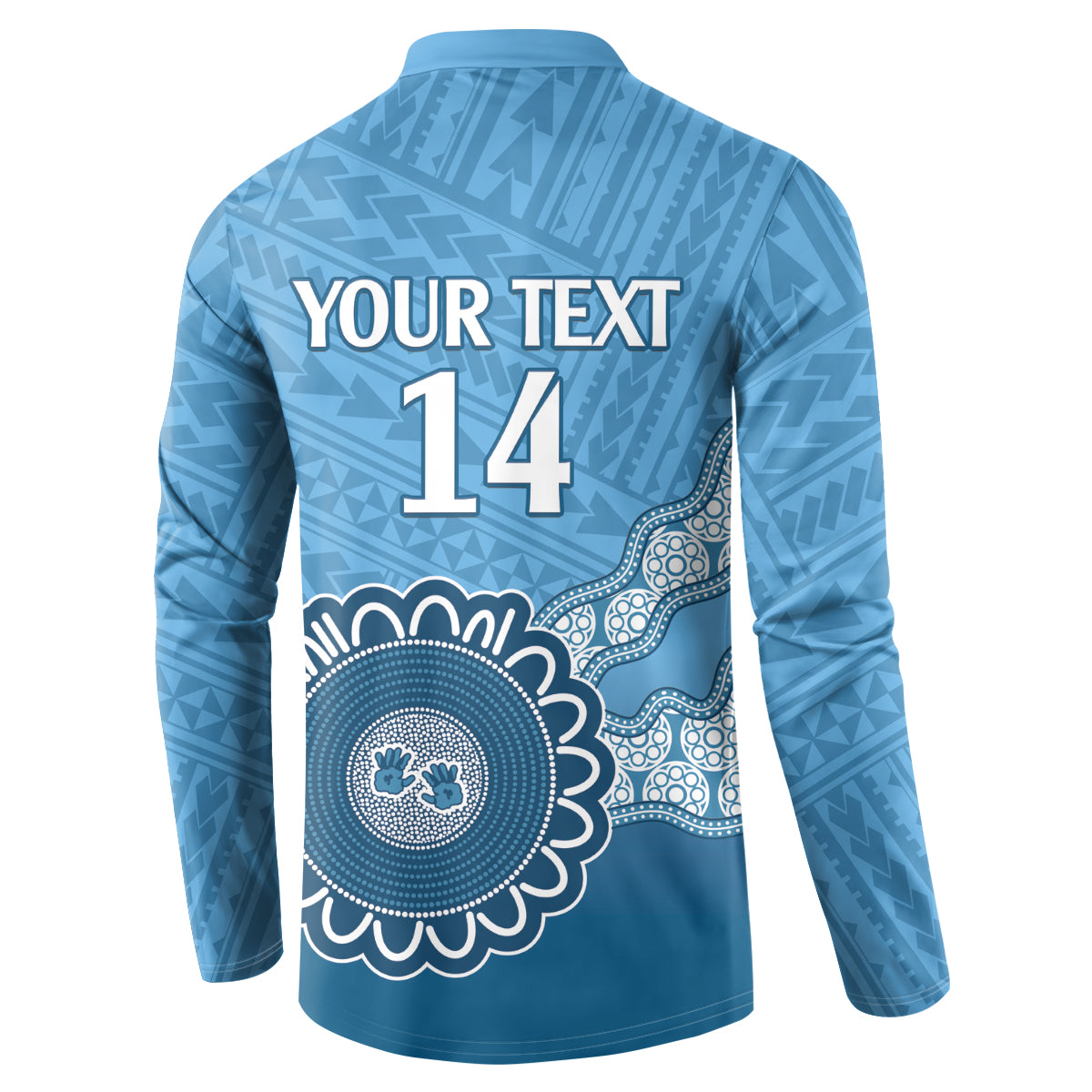 Custom NSW Blues Rugby Button Sweatshirt Aussie Aboriginal Mix Polynesian Pattern