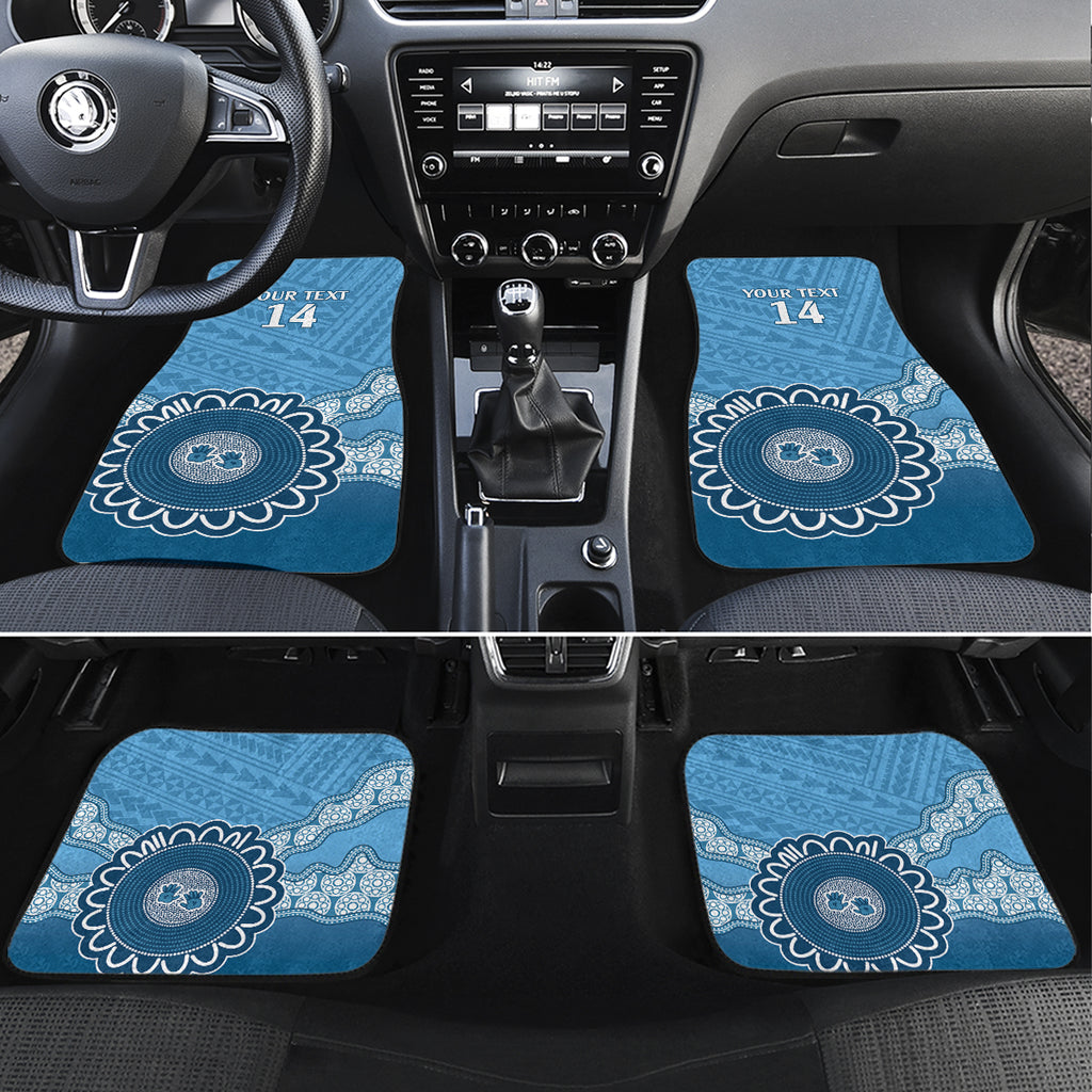 Custom NSW Blues Rugby Car Mats Aussie Aboriginal Mix Polynesian Pattern