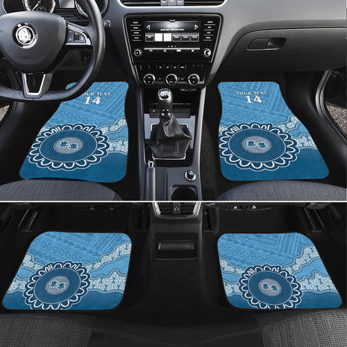 Custom NSW Blues Rugby Car Mats Aussie Aboriginal Mix Polynesian Pattern