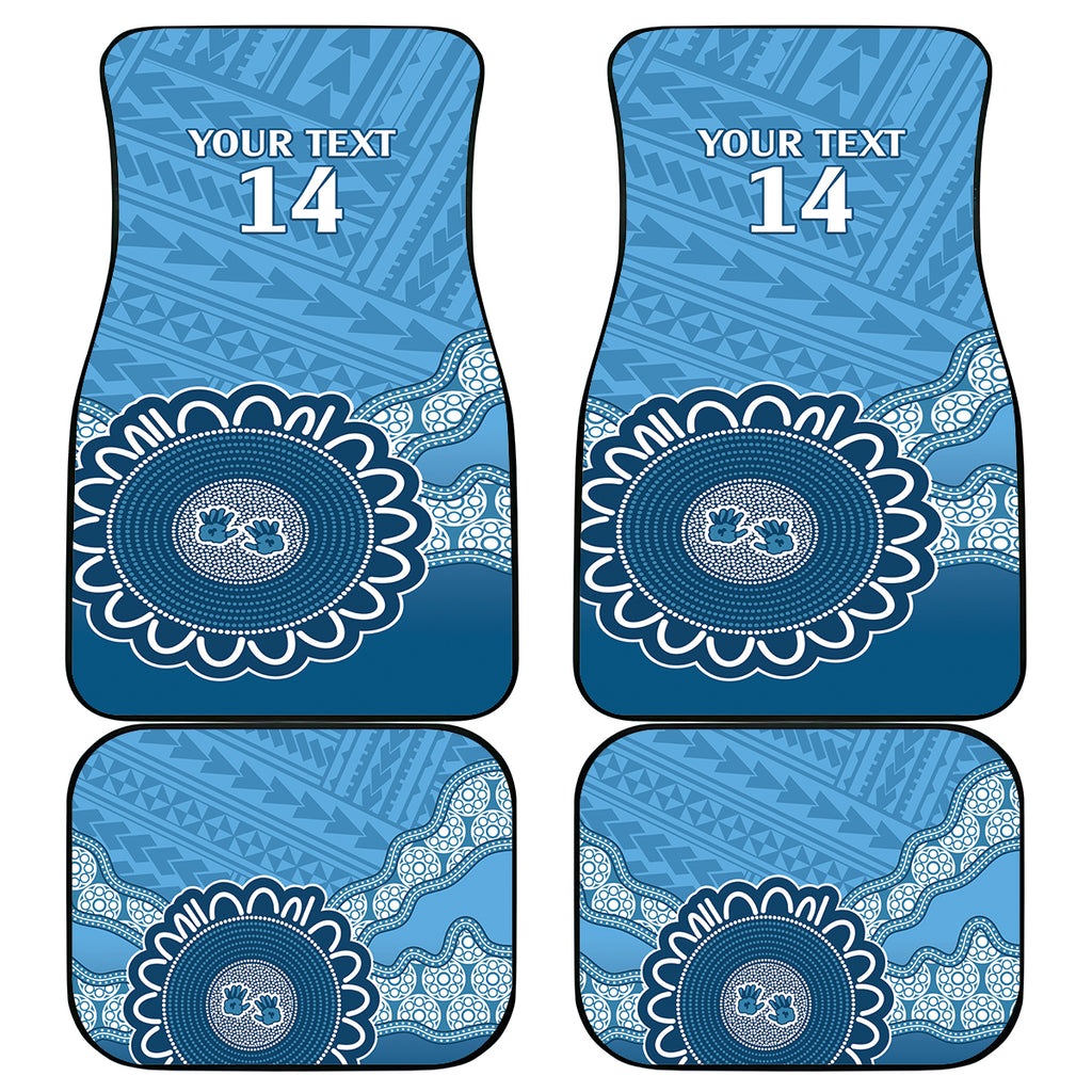 Custom NSW Blues Rugby Car Mats Aussie Aboriginal Mix Polynesian Pattern