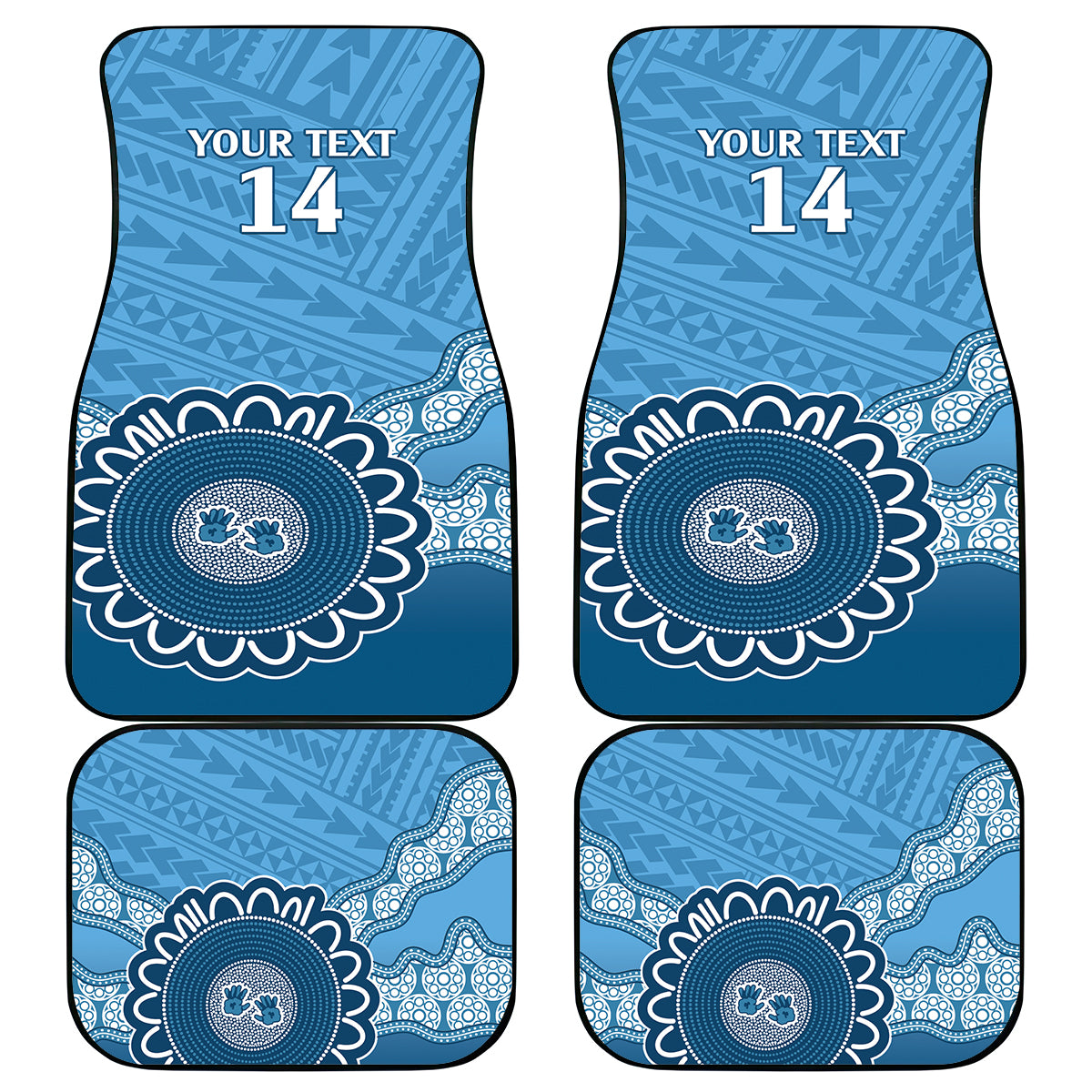 Custom NSW Blues Rugby Car Mats Aussie Aboriginal Mix Polynesian Pattern
