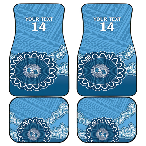 Custom NSW Blues Rugby Car Mats Aussie Aboriginal Mix Polynesian Pattern