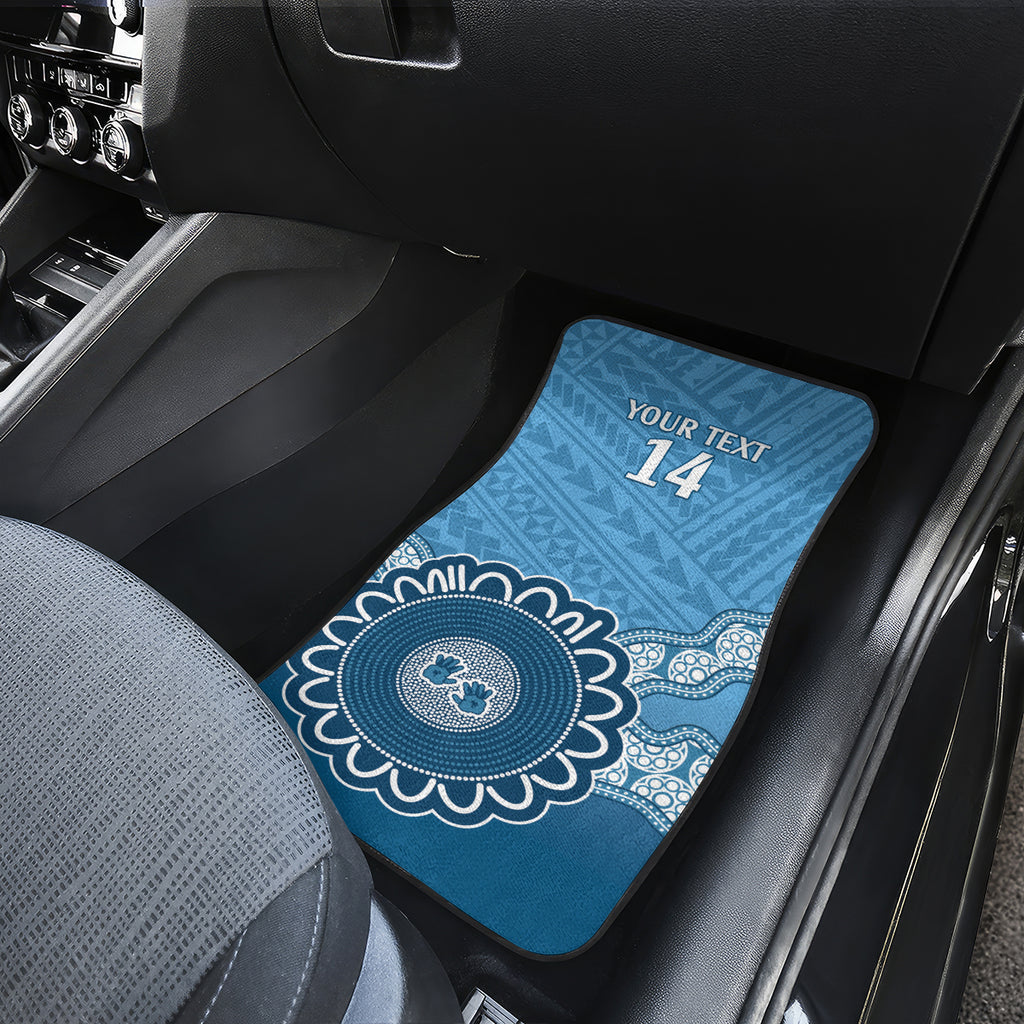 Custom NSW Blues Rugby Car Mats Aussie Aboriginal Mix Polynesian Pattern