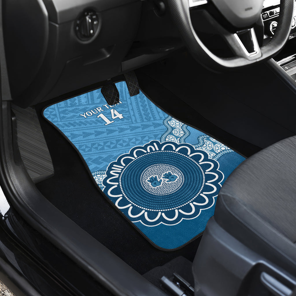 Custom NSW Blues Rugby Car Mats Aussie Aboriginal Mix Polynesian Pattern