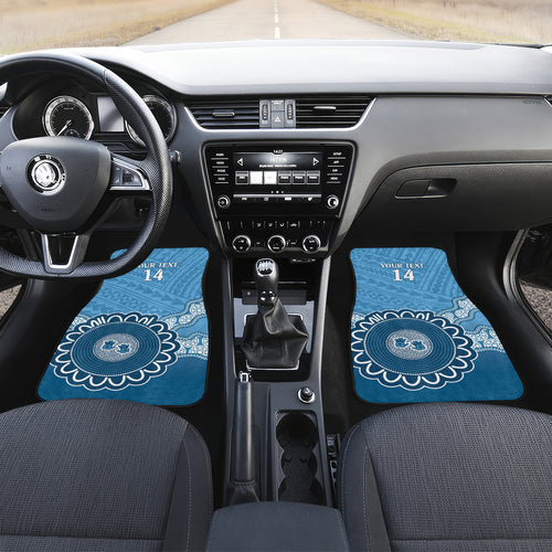 Custom NSW Blues Rugby Car Mats Aussie Aboriginal Mix Polynesian Pattern
