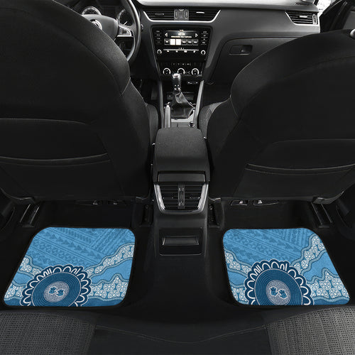 Custom NSW Blues Rugby Car Mats Aussie Aboriginal Mix Polynesian Pattern