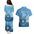 Custom NSW Blues Rugby Couples Matching Puletasi and Hawaiian Shirt Aussie Aboriginal Mix Polynesian Pattern