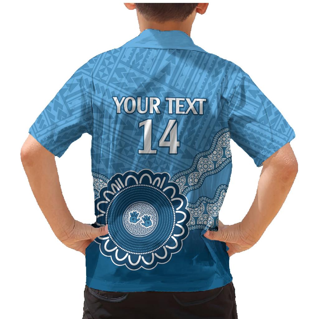Custom NSW Blues Rugby Family Matching Mermaid Dress and Hawaiian Shirt Aussie Aboriginal Mix Polynesian Pattern