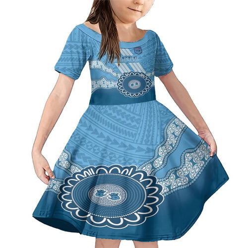 Custom NSW Blues Rugby Family Matching Mermaid Dress and Hawaiian Shirt Aussie Aboriginal Mix Polynesian Pattern