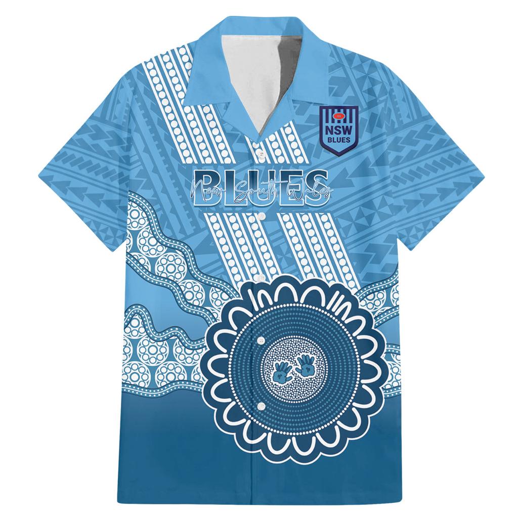 Custom NSW Blues Rugby Family Matching Mermaid Dress and Hawaiian Shirt Aussie Aboriginal Mix Polynesian Pattern