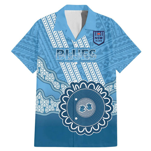 Custom NSW Blues Rugby Family Matching Mermaid Dress and Hawaiian Shirt Aussie Aboriginal Mix Polynesian Pattern