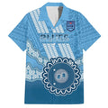 Custom NSW Blues Rugby Family Matching Off Shoulder Maxi Dress and Hawaiian Shirt Aussie Aboriginal Mix Polynesian Pattern