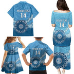 Custom NSW Blues Rugby Family Matching Puletasi and Hawaiian Shirt Aussie Aboriginal Mix Polynesian Pattern
