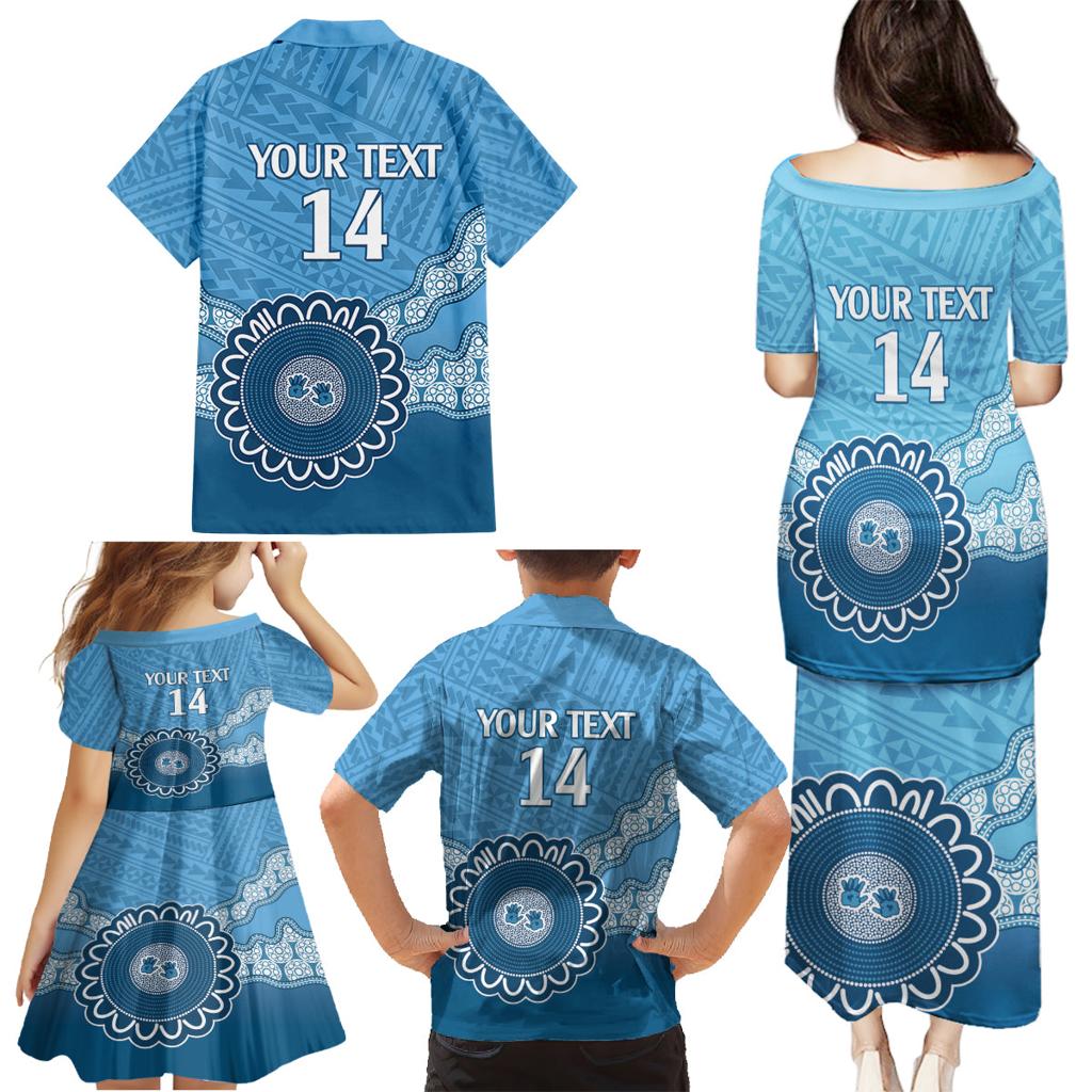 Custom NSW Blues Rugby Family Matching Puletasi and Hawaiian Shirt Aussie Aboriginal Mix Polynesian Pattern