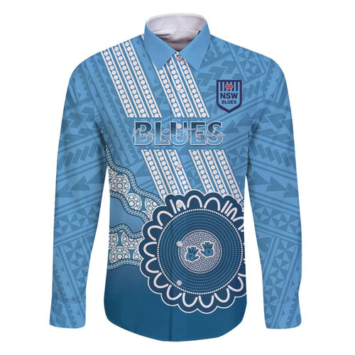 Custom NSW Blues Rugby Family Matching Puletasi and Hawaiian Shirt Aussie Aboriginal Mix Polynesian Pattern