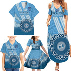 Custom NSW Blues Rugby Family Matching Summer Maxi Dress and Hawaiian Shirt Aussie Aboriginal Mix Polynesian Pattern