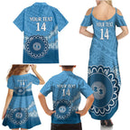 Custom NSW Blues Rugby Family Matching Summer Maxi Dress and Hawaiian Shirt Aussie Aboriginal Mix Polynesian Pattern