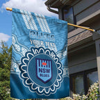 Custom NSW Blues Rugby Garden Flag Aussie Aboriginal Mix Polynesian Pattern