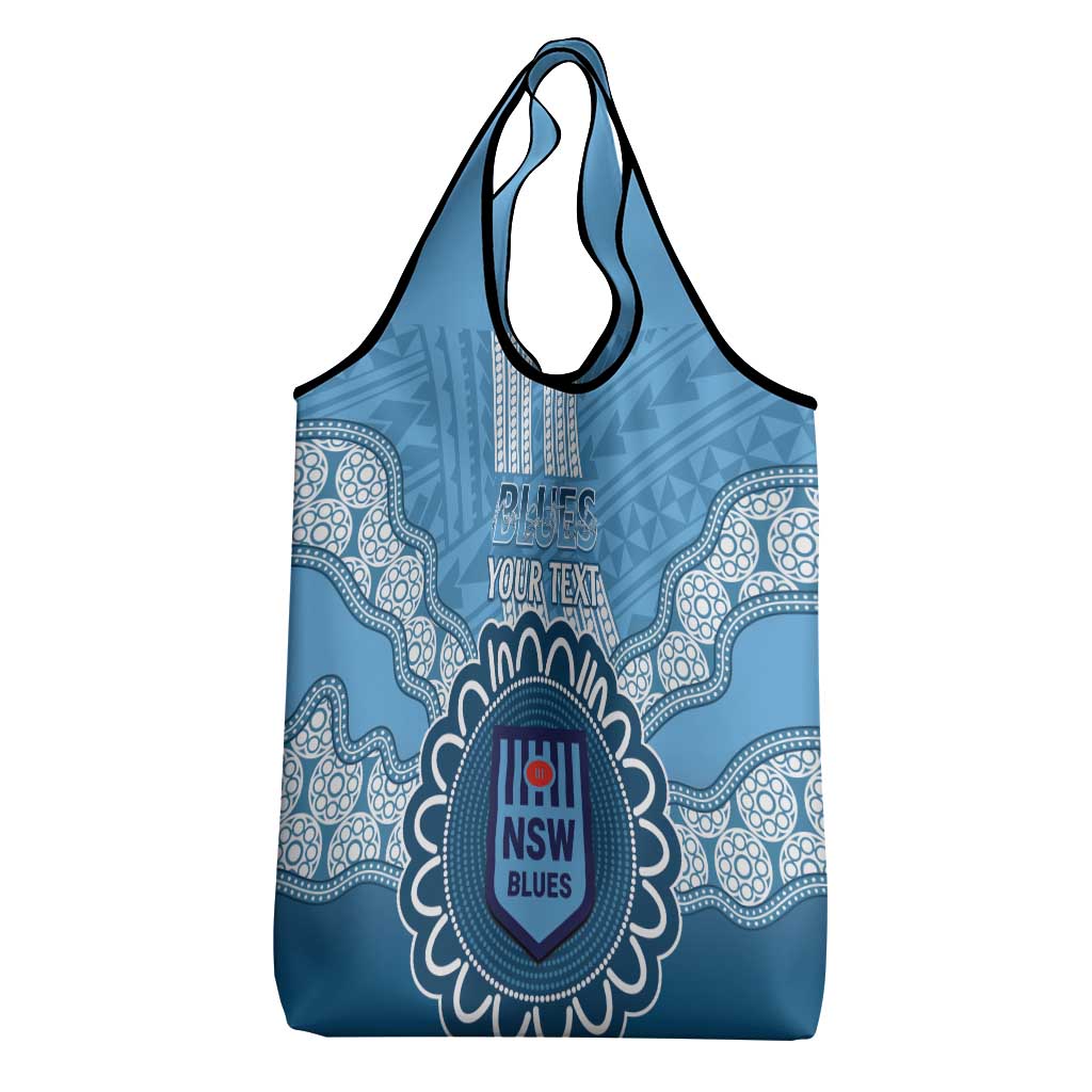 Custom NSW Blues Rugby Grocery Bag Aussie Aboriginal Mix Polynesian Pattern