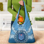 Custom NSW Blues Rugby Grocery Bag Aussie Aboriginal Mix Polynesian Pattern