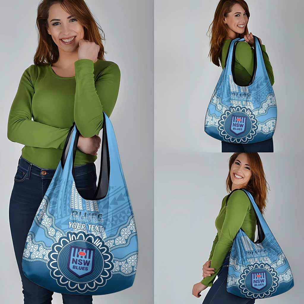 Custom NSW Blues Rugby Grocery Bag Aussie Aboriginal Mix Polynesian Pattern