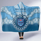 Custom NSW Blues Rugby Hooded Blanket Aussie Aboriginal Mix Polynesian Pattern
