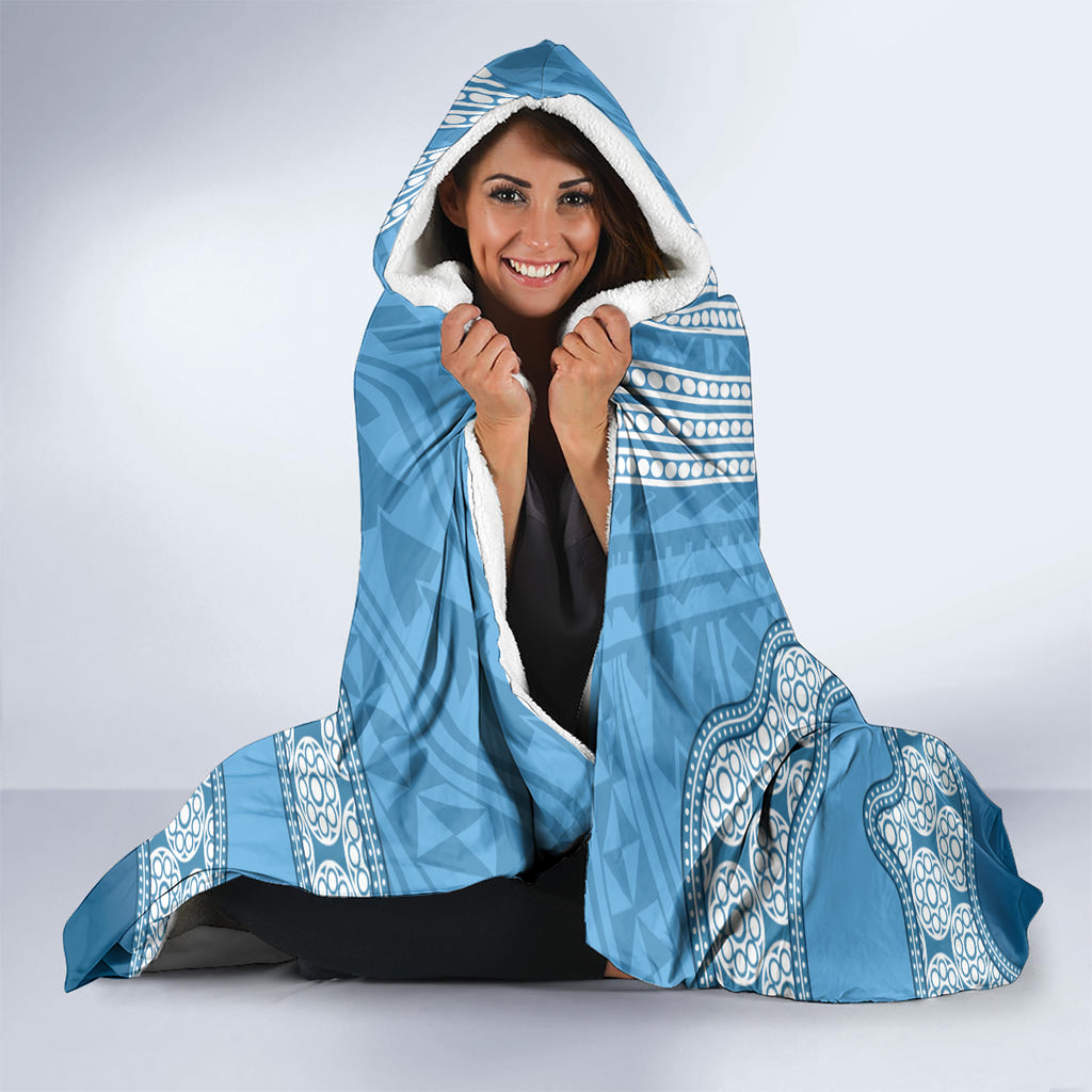 Custom NSW Blues Rugby Hooded Blanket Aussie Aboriginal Mix Polynesian Pattern