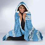 Custom NSW Blues Rugby Hooded Blanket Aussie Aboriginal Mix Polynesian Pattern