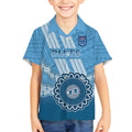 Custom NSW Blues Rugby Kid Hawaiian Shirt Aussie Aboriginal Mix Polynesian Pattern