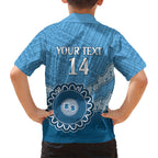 Custom NSW Blues Rugby Kid Hawaiian Shirt Aussie Aboriginal Mix Polynesian Pattern