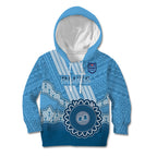 Custom NSW Blues Rugby Kid Hoodie Aussie Aboriginal Mix Polynesian Pattern