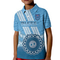 Custom NSW Blues Rugby Kid Polo Shirt Aussie Aboriginal Mix Polynesian Pattern