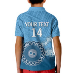 Custom NSW Blues Rugby Kid Polo Shirt Aussie Aboriginal Mix Polynesian Pattern