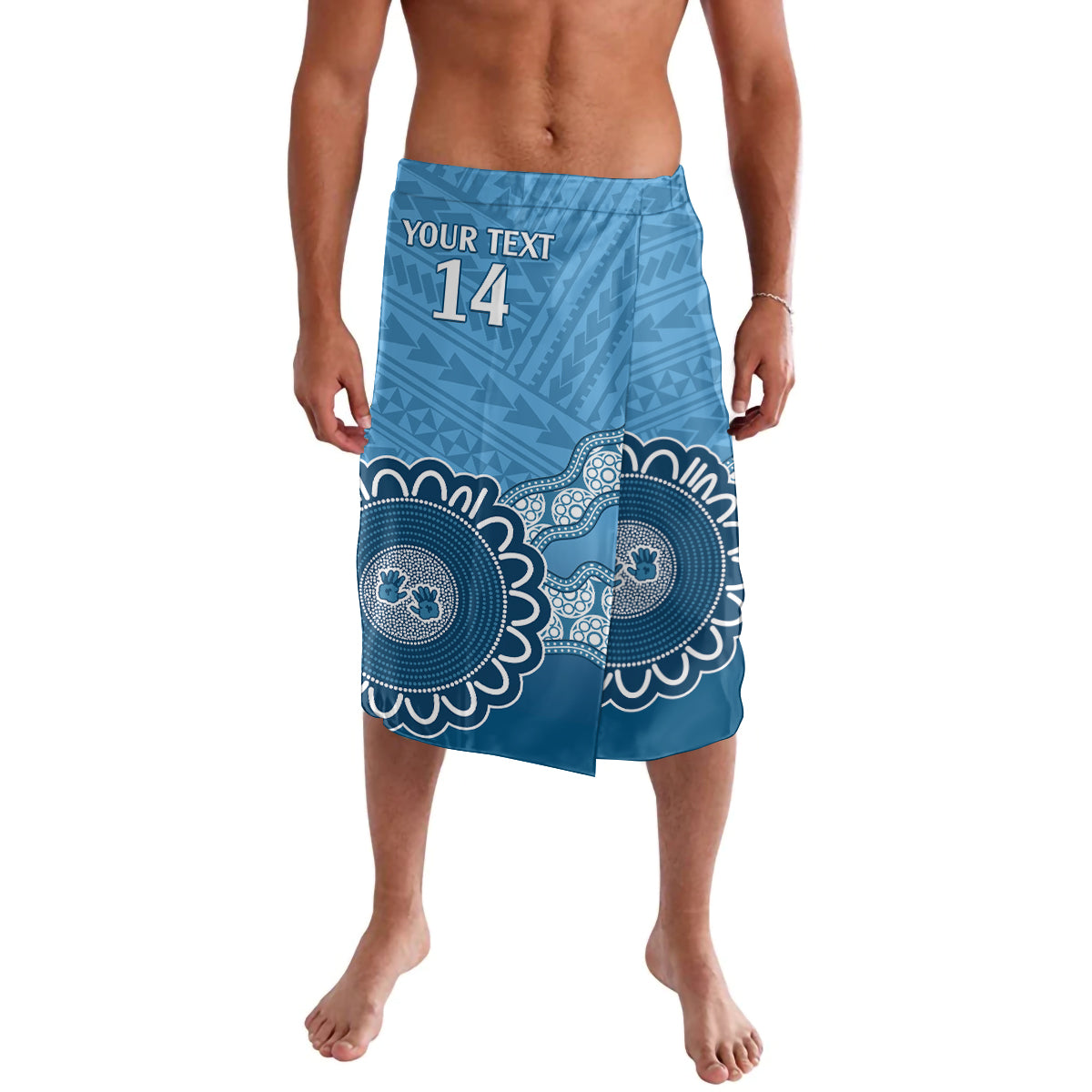 Custom NSW Blues Rugby Lavalava Aussie Aboriginal Mix Polynesian Pattern
