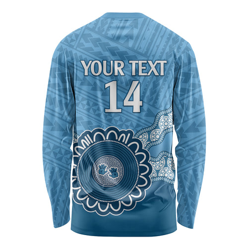 Custom NSW Blues Rugby Long Sleeve Shirt Aussie Aboriginal Mix Polynesian Pattern