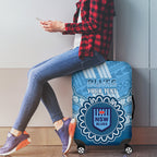 Custom NSW Blues Rugby Luggage Cover Aussie Aboriginal Mix Polynesian Pattern