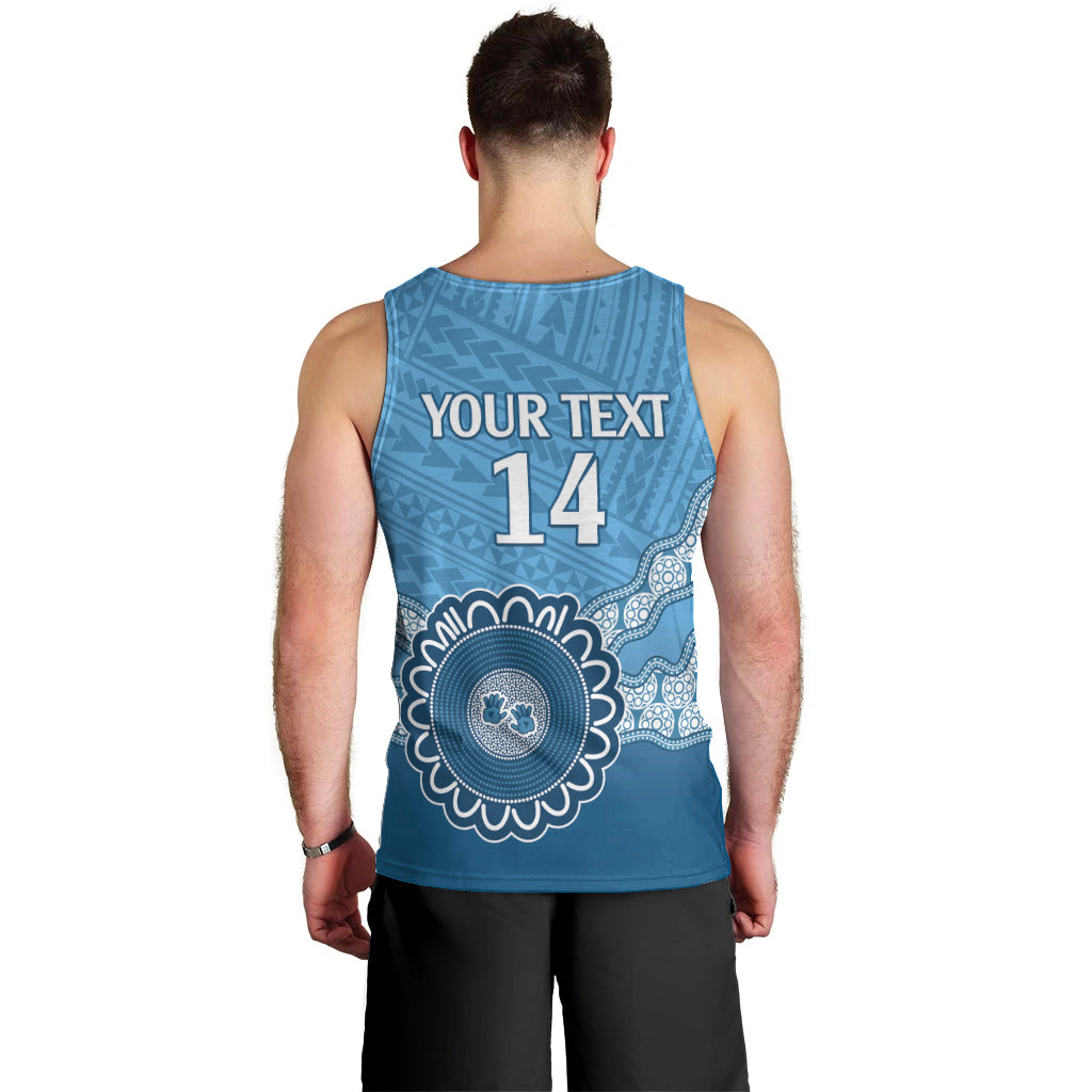 Custom NSW Blues Rugby Men Tank Top Aussie Aboriginal Mix Polynesian Pattern