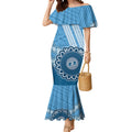 Custom NSW Blues Rugby Mermaid Dress Aussie Aboriginal Mix Polynesian Pattern