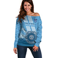Custom NSW Blues Rugby Off Shoulder Sweater Aussie Aboriginal Mix Polynesian Pattern