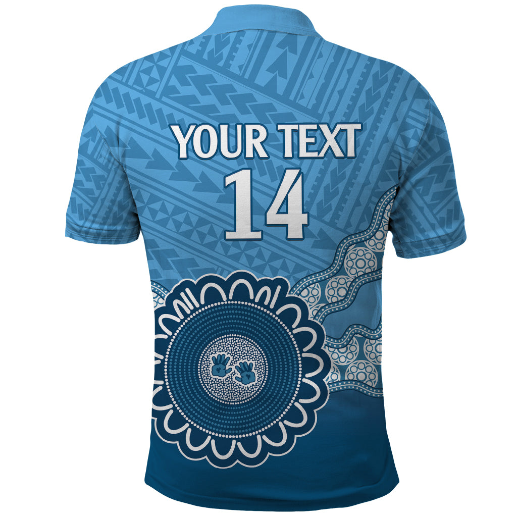 Custom NSW Blues Rugby Polo Shirt Aussie Aboriginal Mix Polynesian Pattern
