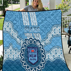 Custom NSW Blues Rugby Quilt Aussie Aboriginal Mix Polynesian Pattern
